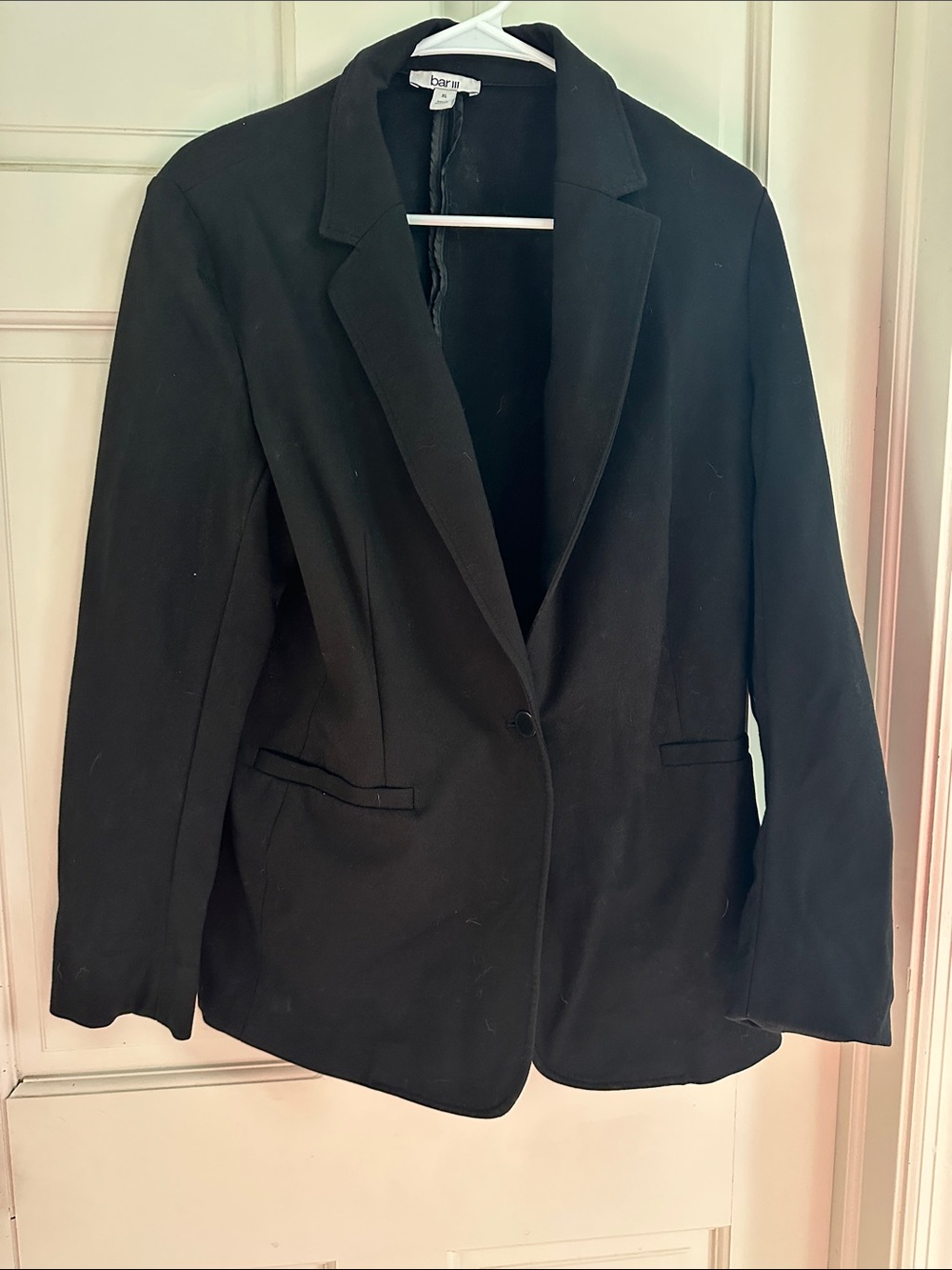 Bar III Black Single-Button Notch-Lapel Blazer